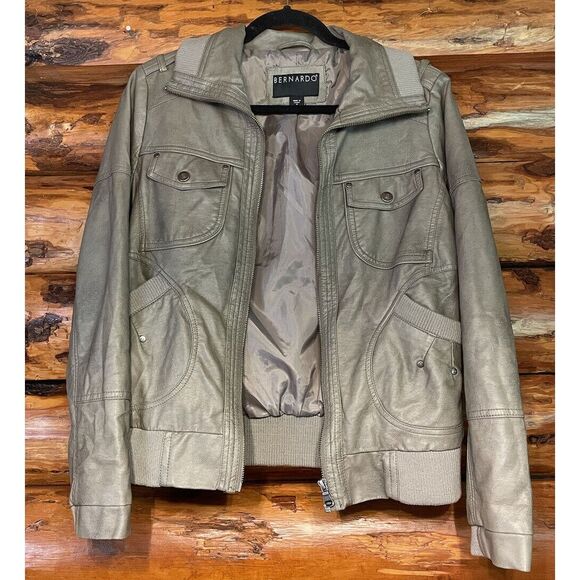 Bernardo Faux Leather Moto Jacket Womens Size Medium Green - Picture 1 of 6